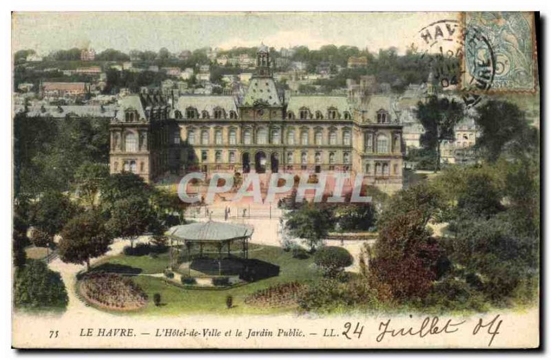 Old Postcard Le Havre City Hall and the Public Garden