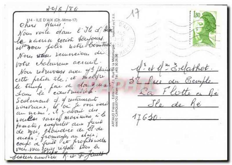 Modern Postcard Ile d'Aix Ch Ms.