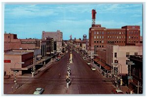 c1950's Broadway Looking North Street Classic Cars Fargo North Dakota Postcard