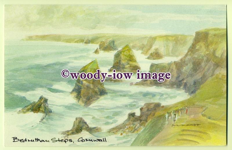 DS011 - Cornwall - Bedruthan Steps in Atlantic, Artist - David Skipp - Postcard