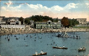 Vancouver British Columbia English Bay Swim Boats c1900-20s Vintage Postcard
