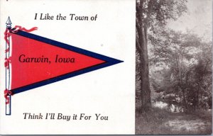 Postcard Pennant IA Garwin - I like the town think I'll buy it for you