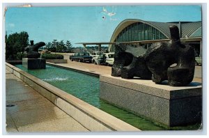 St Louis Missouri Postcard Henry Moore Sculpture Lambert Municipal Airport 1965