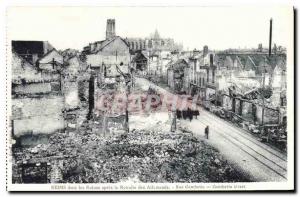 Old Postcard Reims in ruins after the Retreat rue Gambetta Germans