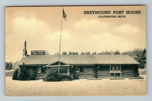 Coldwater MI-Michigan Greyhound Post House Fine Food Advertising, Linen Postcard