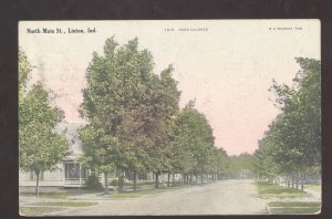 LINTON INDIANA DOWNTOWN NORTH MAIN STREET SCENE VINTAGE POSTCARD 1908