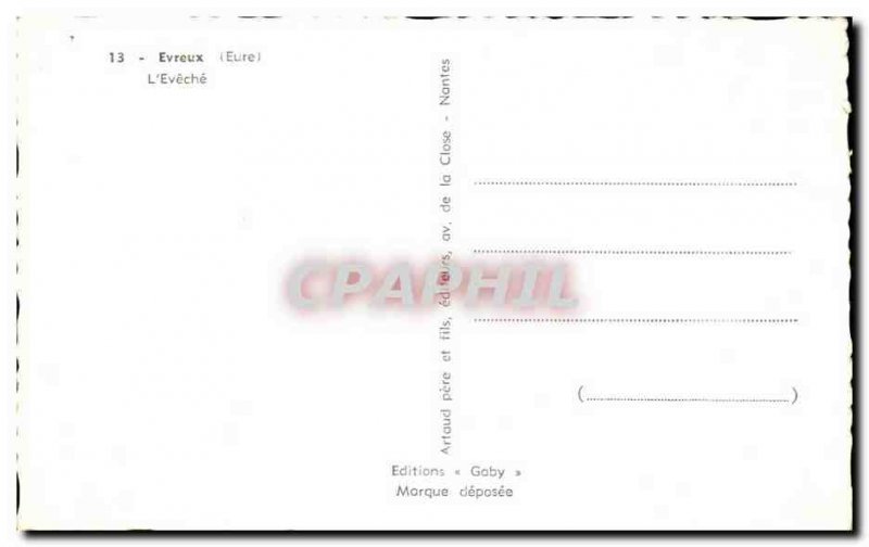 Old Postcard Evreux L & # 39Eveche