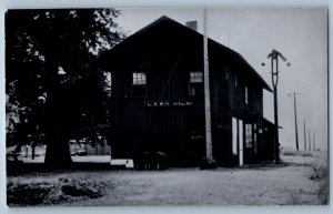 1960 Lawn Hill Iowa Railway Railroad Train Depot Station RPPC Photo Postcard