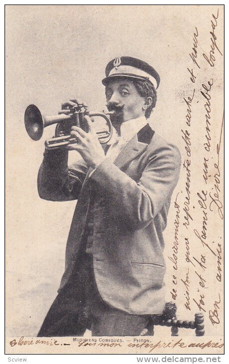 PU-1903; Musiciens Comiques, Piston, Man Playing A Trumpet