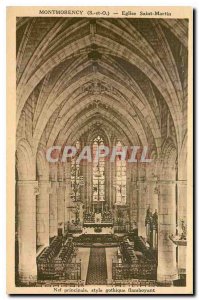 Old Postcard Nef main Gothic style Montmorency Saint Martin Church