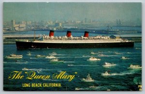 Cunard  Queen Mary  Long Beach  California  Postcard