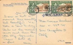 1952 Silver Seas Hotel Waterfront JAMAICA linen Cleary Elliott postcard 3057