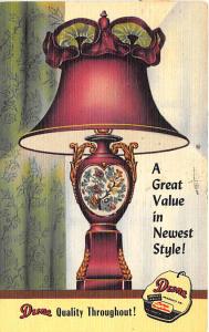 El Monte CA Deena Colorful 22K Gold Trimmed Lamp 1952 Linen Postcard