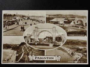 Devon: PAIGNTON 5 Image Multiview inc Archway to Front c1937 RP Postcard