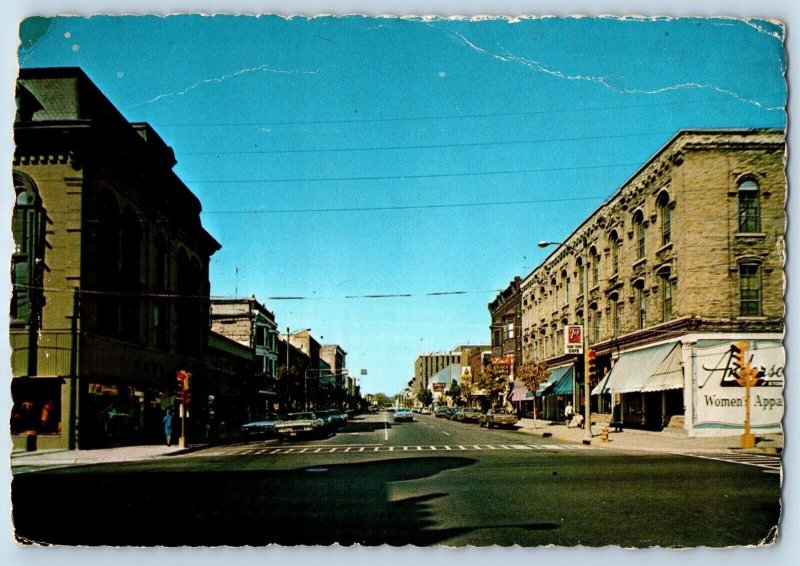 Janesville Wisconsin Postcard South Main Street Looking North Court Street c1960
