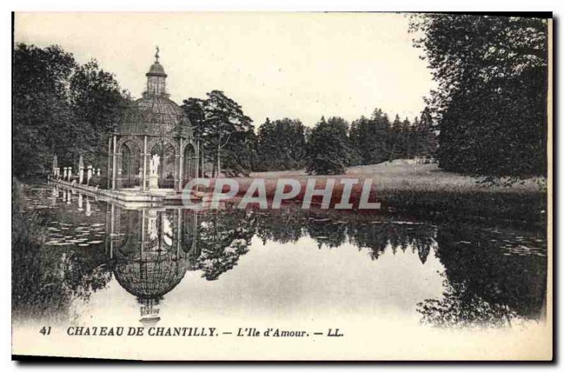Old Postcard Chateau de Chantilly The Island of Love