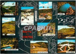 Modern Postcard Route Cretes Vallee lakes ski lifts Chairlifts White Lake Sch...