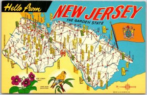 New Jersey NJ, Garden State, Famous Places, Landmarks, Map, Greetings, Postcard