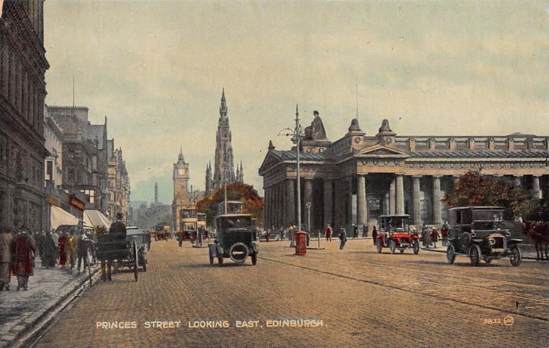 Princes Street Looking East, Edinburgh, Scotland, early postcard