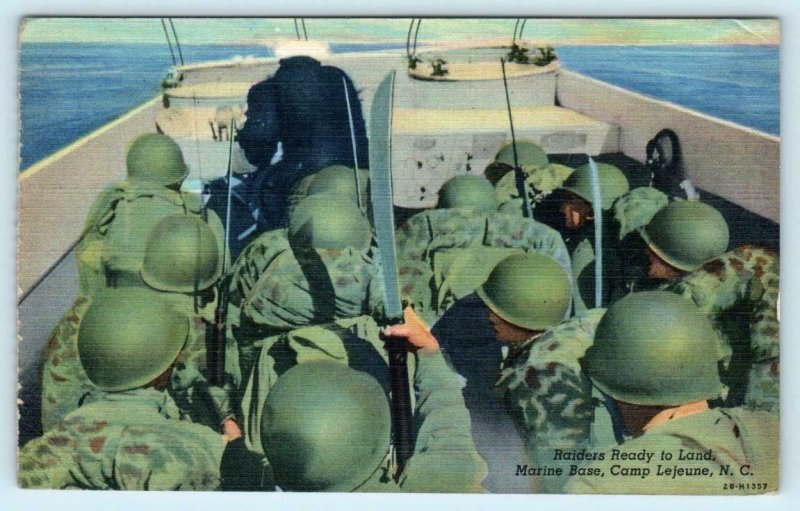 CAMP LEJEUNE, North Carolina NC ~ Marine Base RAIDERS Ready to Land  Postcard