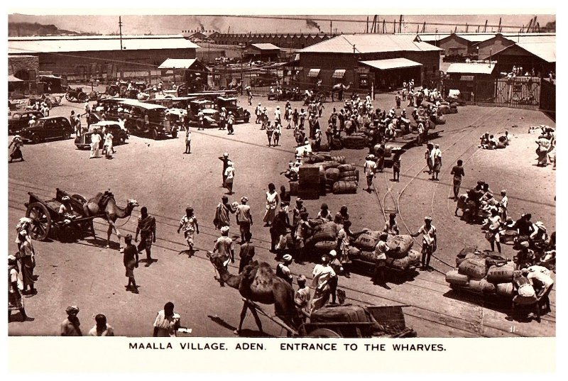 RPPC Postcard Maalla Village Aden Australia Entrance to the Wharves