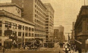 Second Avenue - Seattle, Washington WA Postcard