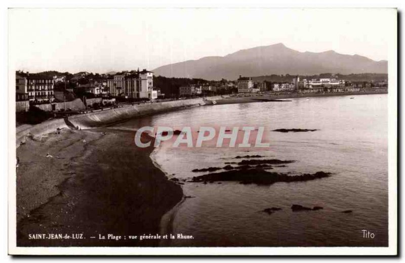 Old Postcard Saint Jean de Luz beach General view and Rhune