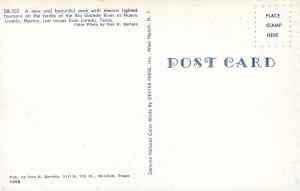 Nuevo Laredo Mexico Texas~Park With Lighted Fountain~1950s Postcard