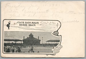 REVERE BEACH MA STATE BATH HOUSE ANTIQUE POSTCARD