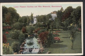 Dorset Postcard - Lower Pleasure Gardens & War Memorial, Bournemouth RS3429