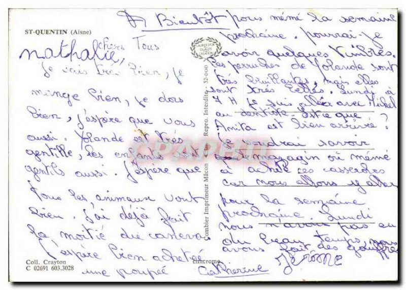 Modern Postcard Saint Quentin Aisne