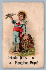 VICTORIAN TRADE CARD ORIENTAL MILLS PLANTATION BRAND FANCY SPICES antique