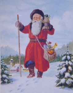 Santa Claus Old World Toys Antique Vintage Christmas Postcard German