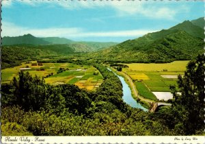 View Overlooking Hanalei Valley Kauai HI Rice Paddies, Taro Patches Postcard I68