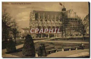 Old Postcard Brussels Sablon Square and church