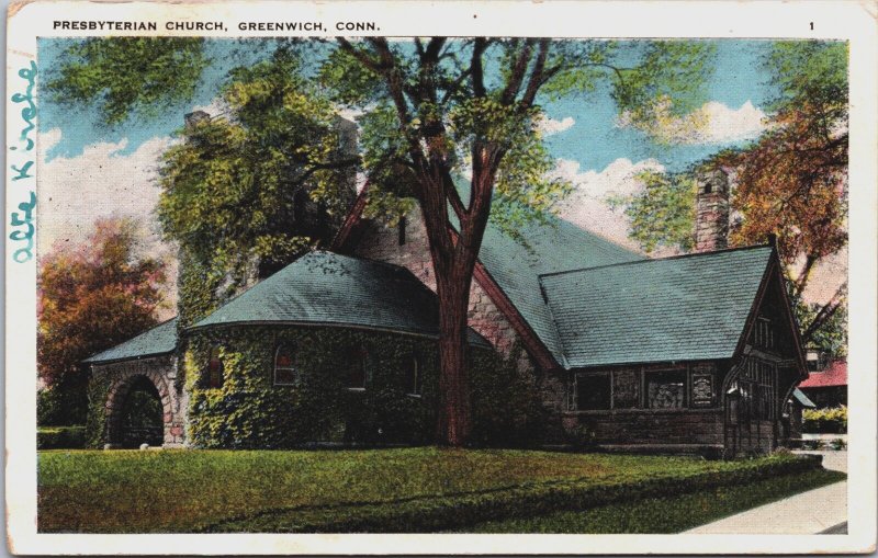 Presbyterian Church Greenwich Connecticut Vintage Postcard C086