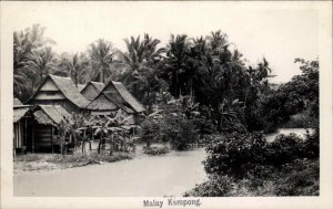 Malay Kampong Thatch Homes Malaysia Real Photo Postcard