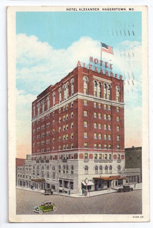 Hotel Alexander Hagerstown MD Curteich 1930