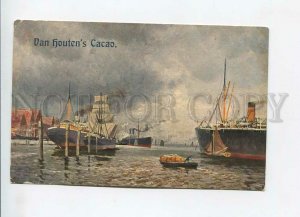 3183687 ADVERTISING cocoa Van Houten ships Vintage postcard