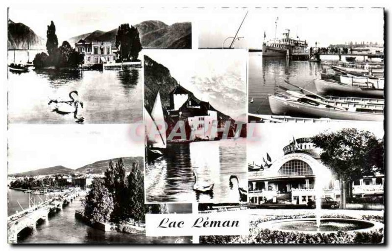 Modern Postcard Lac Leman lake Thonon Port Chateau de Chillon