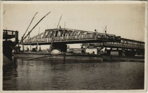 PC EGYPT, BRIDGE ON THE RIVER NILE, Vintage REAL PHOTO Postcard (b39363)