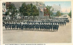 Postcard Early View of Naval Escort from U.S. Training Station, Norfolk, VA. S6