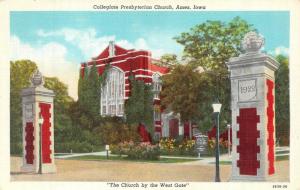 AMES, IA Iowa  COLLEGIATE PRESBYTERIAN CHURCH  c1940's Curteich Linen Postcard