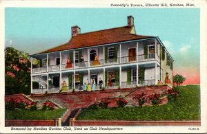 Linen Postcard Connelly's Tavern on Elliott's Hill in Natchez, Mississippi