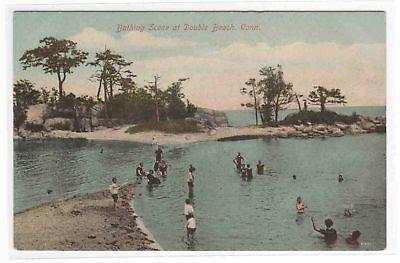 Bathing Scene Double Beach Connecticut 1910c postcard