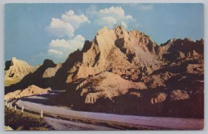 Badlands South Dakota~Coming Down Cedar Pass~Vintage Postcard