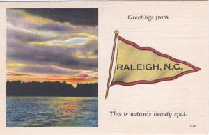 NC   RALEIGH   PENNANT GREETINGS  linen postcard