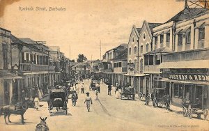 Barbados Caribbean Islands Roebuck Street Horse & Wagons Trolley Tracks Postcard