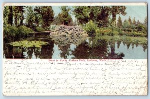 Spokane Washington WA Postcard Pond In Coeur D' Alene Park Scene c1905's Antique