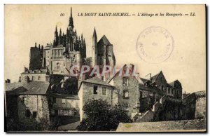 Old Postcard Mont Saint Michel L & # 39Abbaye And Ramparts